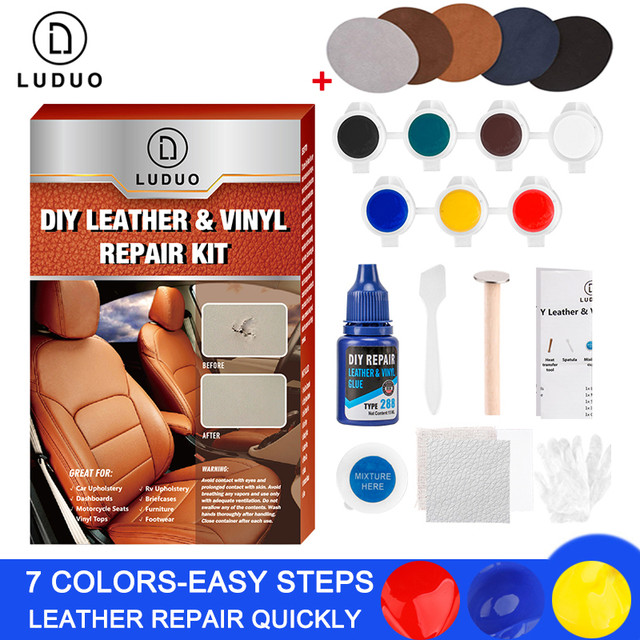 Luduo Vinyl Liquid Leather Repair Kit Glue Paste Car Seat Skin Repair  Refurbish Clothing Shoes Boot Fix Crack With 10pcs Patch - Leather &  Upholstery Cleaner - AliExpress